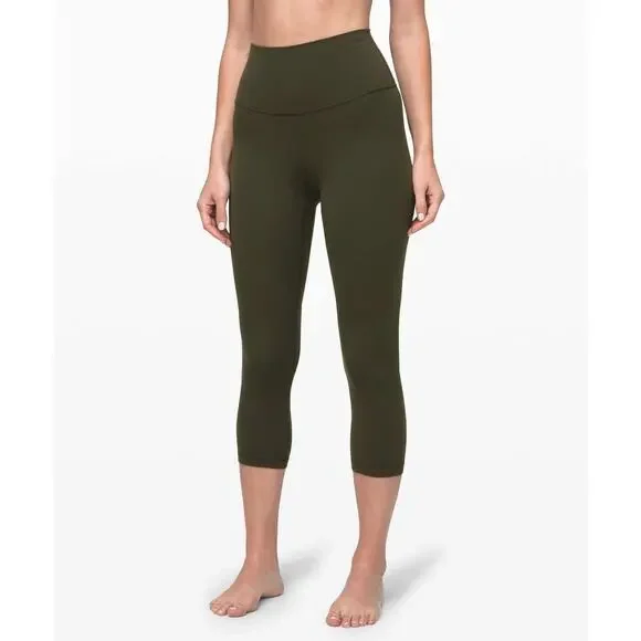Lululemon Align Crop Leggings 21" Dark Olive Green size 10 - Picture 1 of 8